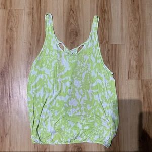 Lime Green Floral Tank Top